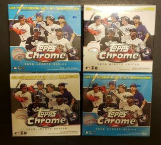(4) 2020 Topps Chrome Update Blaster Mega Boxes Mlb Baseball 28 Cards