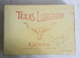 Vintage 1934 University Of Texas Longhorns Cigar Box Crooks Rare A J Golden Inc.