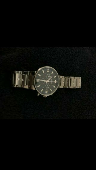 Movado Se Pilot Silver Tone Black Dial Chronograph Swiss Made Watch 0606759 Date