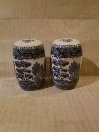 Antique or Vintage Blue Willow Salt And Pepper Shakers - Made In Japan 2
