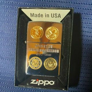 Zippo Operation Enduring Freedom Limited Edition 24k Gold Inlay 2312/10000