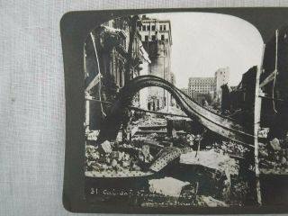 2 Vtg 1906 Stereo - view Stereoscopic Slides SAN FRANCISCO EARTHQUAKE Disaster SF 3