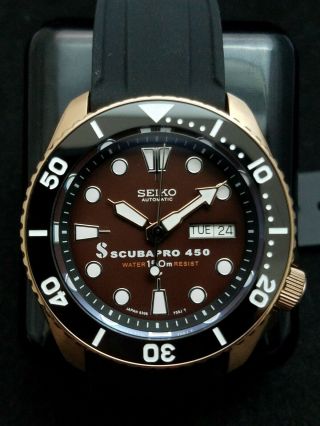 Skx Submariner Divers Watch - Seiko Nh36 Movement,  Scubapro Dial Rose Gold Case