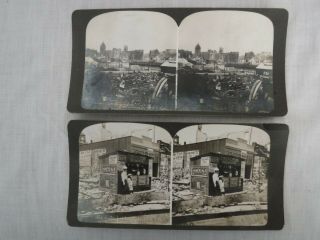 2 Vtg 1906 Stereo - View Stereoscopic Slides San Francisco Earthquake Devastation