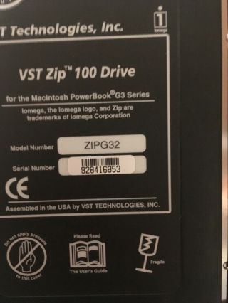 VST Zip 100 drive for PowerBook G3 Pismo/Lombard model ZIPG32 for parts/repair 2