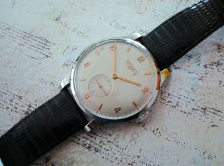 Longines Calatrava Large 37mm Ss 1940 Vintage Watch 12.  68z Triple Signed Rare