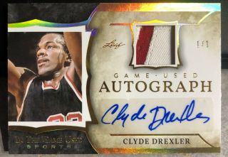2020 Leaf In The Game Clyde Drexler 1/1 Auto Jersey Patch True Blazers