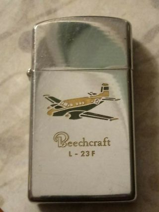 1963 Zippo Slim Town & Country Beechcraft L - 23f Military Plane Cigarette Lighter