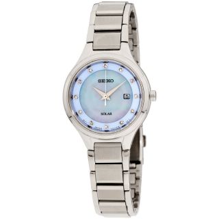 Seiko Diamonds Eco - Drive Movement Mother Of Pearl Dial Ladies Watch Sut351