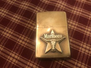 1992 Solid Brass Zippo Lighter (marlboro Longhorn Steer & Star) Initial’s Jj