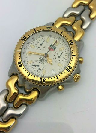 Tag Heuer 1990s Sel Steel & Gold Chronograph Mens Wristwatch Cg1120 - 0 Ok