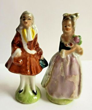 Antique Vintage German Victorian Figurines Woman And Man Miniature Porcelain