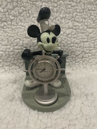 Vintage Steamboat Willie Mickey Mouse Figurine With Clock From Disney No Box
