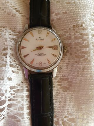 Rare Men/s Vintage " 3t Triad " Calendar Watch.  Swiss Made 17 Jewels.