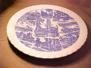 Vintage Vernon Kilns Plate - Florida Empire Of The Sun - 10 1/2 " R Blue On White