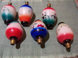 6 Vintage Christmas Japanese Chinese Lantern Lights Set C9 No Cord