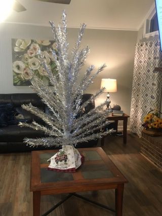 Vintage 1950/60s Aluminum Silver Christmas Tree,  6 Foot,  With 50 Branches