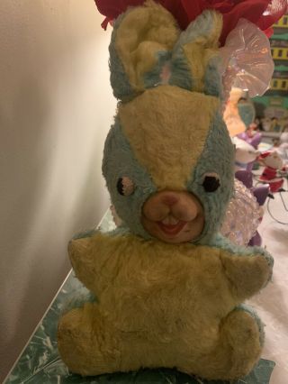 Vintage Rubber Face Stuffwd Plush Blue Bunny Rabbit My Toy ?