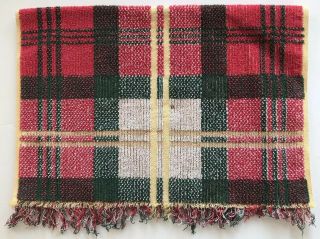 Ralph Lauren Hand Towel Plaid Red Green Gold All Cotton Usa Vintage