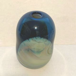 Vintage Mcm Sally Worcester Studio Hand Blown Art Glass Vase – Deep Swirl - Signed