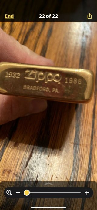 Zippo 1932 1986 Solid Brass Lighter Bradford,  Pa