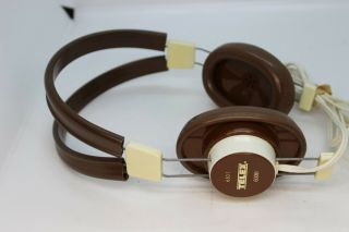 Telex 610 - 1 600 - Ohm Mono Head Phones 1/4 " Plug Usa Made Vintage School Brown