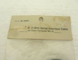 NOS Tandy 26 - 3020B 6 ' Serial Interface Cable for Color Computer MC - 10 S - 71 2