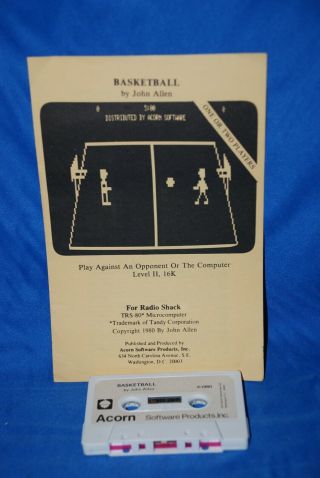 Radio Shack Trs - 80 Model I Assorted Vintage Cassette Games: Basketball