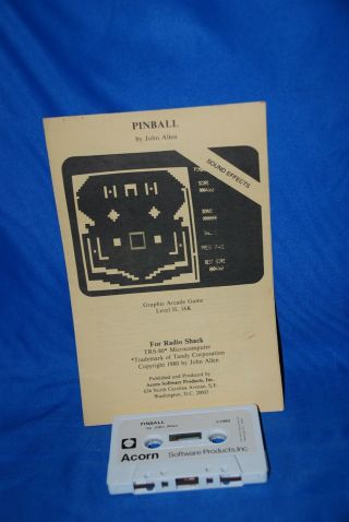 Radio Shack Trs - 80 Model I Assorted Vintage Cassette Games: Pinball