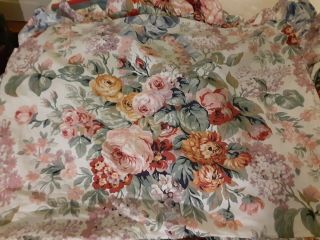 Vintage Ralph Lauren Allison Floral Pillow Shams Two Ruffled Roses Blue Label