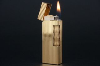 Dunhill Rollagas Lighter Rl0202 Fine Lines Gold Plated L85