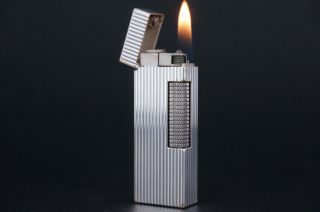 Dunhill Rollagas Lighter Rl0102 Fine Lines Silver Plated L84
