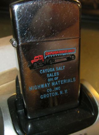 Vintage 1958 Very Rare Rock Salt Truck Slim Zippo Lighter Cayuga Rock Salt