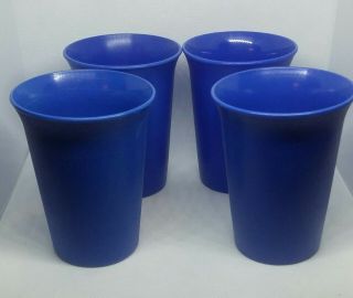 4 Blue Vtg Tupperware " Sippy " Cup Tumblers.  No Lids