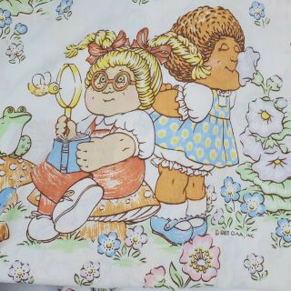 Vintage 1983 Cabbage Patch Kids Twin Sheet Set Flat Fitted Sheet Fabric
