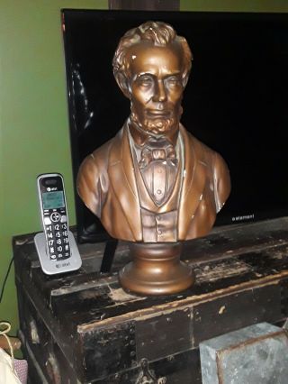 Vintage Abraham Lincoln Bust Statue Faux Bronze 17 " Alexander Backer Co
