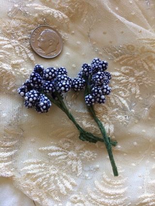 Vintage Floral Millinery Dainty Drk Blue Hat Doll Fairies Dots Trim Tiny