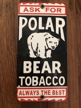 Antique Polar Bear Tobacco Porcelain Door Push Sign Vintage