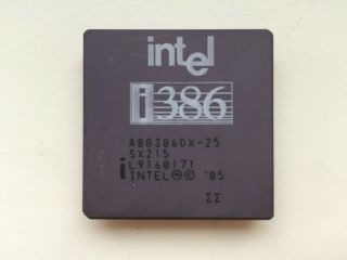 Intel A80386dx - 25 Iv,  386dx,  Rare Spec Sx215,  Vintage Cpu,  Gold,  Top