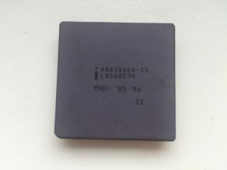 Intel A80386dx - 25,  386dx No Intel Logo,  Dbl Sigma,  Vintage Cpu,  Gold,  Top Cond