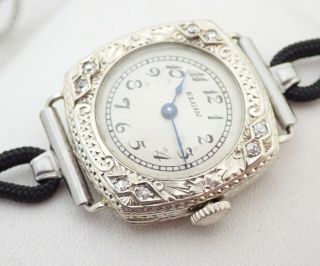 Vintage 19k Solid Gold Art Deco Diamond Elgin 15j Wristwatch Watch