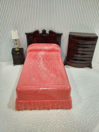 Ideal Rare Young Decorator Bed Plasco Dresser Vintage Mini Dollhouse Furniture