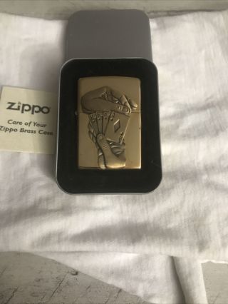 Zippo Lighter Barrett Smythe Full House Solid Brass - Tin (unstuck) 1996