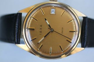 Vintage Gold - Plated Swiss Jaxa 3409 (atlantic) Watch 17 Jewels With Date