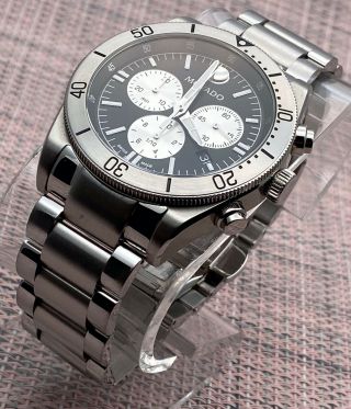 Swiss Movado Sport Chronograph,  Black Dial,  Stainless Steel Men 