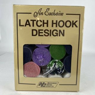 Vintage Latch Hook Design Kit National Yarn Craft Purple Tulips R837 Made In Usa