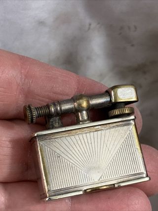 Vintage Parker Beacon Lift Arm Pocket Lighter - Bijou Size Silver Plate Sunburst