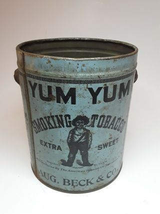 Antique YUM YUM Smoking Tobacco Tin Pail AUG.  BECK & CO. 3