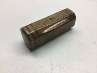Antique 19th Century Octagon Inlaid Burl Wood Hinged Lid Snuffbox