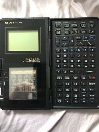 Electronic Organizer Calculator Sharp Oz - 7000 Wizard Vintage Pda Plus Add Ons